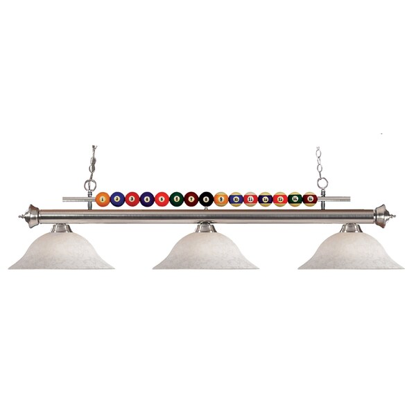 Z-Lite Shark 3 Light Billiard Light, Brushed Nickel & White Mottle 170BN-WM16 - main